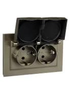 Розетка 2-м СП BRITE РСбш12-3-44-БрШ 16А в сборе IP44 с крышкой шампань IEK BR-R26-16-44-K37-F