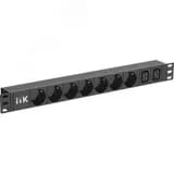 Блок распределения питания PDU 7 розеток нем ст + 2 С13 1U каб 2м C14