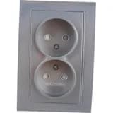 Розетка 2-м СП Бриллиант 16А IP20 без заземл. защ. шторки серебр. UNIVersal 7949773