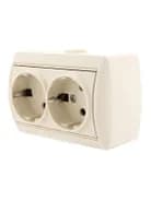 Розетка 2-м ОП Nata 16А IP20 с заземл. керамика крем. LEZARD 710-0300-127