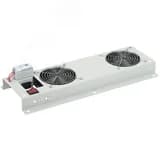 Панель вентиляторная с выключателем и термостатом 2 модуля серая