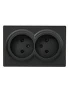 Розетка 2-мест. без заземл. LETO закрытый корпус ПБТ черн. бархат LEZARD 752-4200-128B
