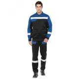 Костюм мужской Спецус с полукомбинезоном цв. черный-василек, р. 88-92/158-164