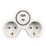 Разветвитель сетевой 2местный сз STEKKER ADP161520 250V 16A и USB Type C на 24А белыйсерый 50071