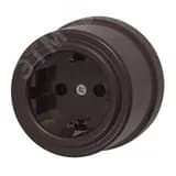 Розетка с З.К., пластик, цвет коричневый