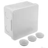 Коробка распределительная 100х100х55 без отверстий 3 муфты, IP54, открытой проводки, серый