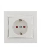Розетка 1-м СП Mira 16А IP20 с заземл. защ. шторки с бел. вставкой керамика бел. LEZARD 701-0202-124