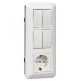 Прима С/У БЛОК: розетка с заземлением + выключатель двухклавишный + выключатель двухклавишный белый Systeme Electric