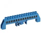 Шина NO-224-113 N ноль в комбинированном изоляторе на DIN-рейку ШНИ-8х12-14-Д-синий