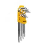 Набор ключей имбусовых Tamper-Torx 9 шт., ТТ10-ТТ50, закаленные, удлиненные, никель
