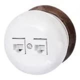 Розетка RJ45 компютерная двойная Фаберже, керамика, цвет перламутр Бирони