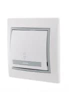 Переключатель проходной 1-кл. СП Mira 10А с сер. вставкой бел. LEZARD 701-0215-105