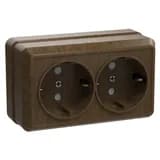 Розетка 2-м ОП Октава РС22-3-ОД 16А IP20 с заземл. дуб IEK ERO21-K04-16-DC