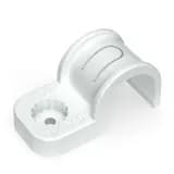 Крепеж-скоба пластиковая односторонняя для прямого монтажа атмосферостойкая белая в п/э d20 мм (50шт/600шт уп/кор) Промрукав