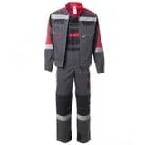 Костюм ФОРМУЛА с СОП летний куртка ткань, полукомбинезон, темно-серый с красной и черной отделкой 48-50 96-100,170-176