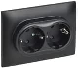Розетка 2-м SKANDY 16А с заземл. защ. шторки в сборе SK-R07Bl черн. IEK SK-R24-16-K02-F