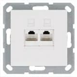 Розетка компьютерная 2-м RJ45 IP20 кат. 5E механизм бел. глянцевый Jasmart G6106W