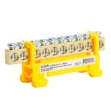 Шина PE на изоляторе STEKKER 69 тип стойка на DINрейку 10 выводов желтый LD5566910 49563