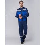 Костюм Мастер (ткань Смесовая,210) полукомбинезон, темно-синий/васильковый, 52-54/ 182-188