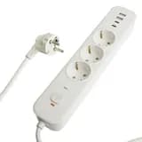 Сетевой фильтр 3местный сз STEKKER 3x1мм2 3 м 250В 16А 2 USBA 2 TypeC 3 серия Nova белый 50100