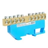ШинаN на изоляторе STEKKER 812 на DINрейку 10 выводов синий LD55581210 49540
