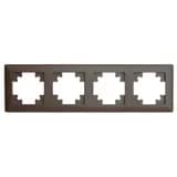 Рамка STEKKER PFR00700404 4местная серия Катрин шоколад 39820