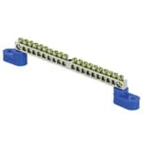 Шина "0" N (6x9мм) 20 отв. цинк 2 синих угловых изолятора EKF PROxima