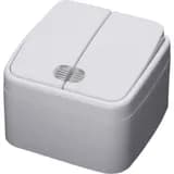 Выключатель STEKKER PSW103220 двухклавишный открытой установки 250В 10А IP20 с подсветкой белый серия Basic 39030