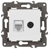 Розетка компьютерная + телевизионная 2-м Elegance 14-3110-01 RJ45 + TV IP20 механизм бел. Эра Б0034314