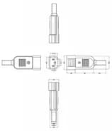 Разъем IEC 60320 C14 220В 10A на кабель (плоские выступающие штыревые контакты в пластиковом обрамлении) Hyperline CON-IEC320C14