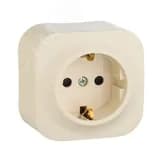 Quteo Розетка с заземлением со шторками наружная бежевая Legrand