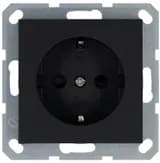 Розетка 1-м Shuko 16А IP20 с заземл. защ. шторки механизм черн. матов. soft touch Jasmart G5501PB