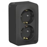 BLANCA розетка наружная двойная с заземлением без шторок с изолирующей пластиной, 16А, 250В, антрацит Systeme Electric