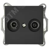 Розетка TV+FM9.5 мм оконечная с накладкой, цвет черный матовый (soft touch)