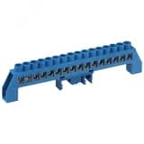 Шина NO-224-114 N ноль в комбинированном изоляторе на DIN-рейку ШНИ-8х12-16-Д-синий Б0062973 ЭРА