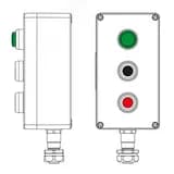Взрывозащищенный пост управления из полиэстера CPE-P-04-(1xLG(250)-1xP1B(11)-1xP1R(11))-1xKAEPM2MHK-20(C)1Ex d e IIC Т5 Gb / Ex tb IIIC T95°C Db IP66/КЗ