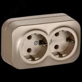 GLORY Розетка 2-местная для открытой установки с заземлением без защитных шторок 16А РС22-3-ХШм шампань матовый IEK