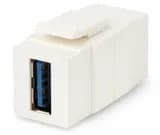 Вставка формата Keystone Jack с проходным адаптером USB 3.0 (Type A) Hyperline KJ1-USB-A3-WH