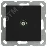 Розетка TV9.5 мм оконечная с накладкой, цвет черный матовый (soft touch)