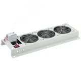 Панель вентиляторная с выключателем и термостатом 3 модуля серая