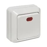 Рим Выключатель 1-клавишный с индикатором 10А белый EKF