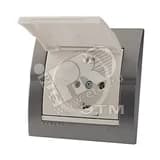 DERIY Розетка с/з с крышкой ПБТ темно-серая и жемчужно-белая металлик Lezard