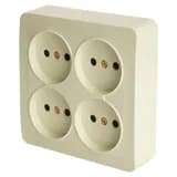 Розетка 4местная бз открытой установки квадрат STEKKER 250В 10А IP20 серия София слоновая кость MST1014S04 49507