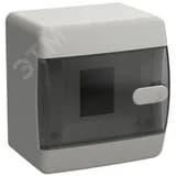 Корпус пластиковый навесной на 4 модуля ЩРН-П-4 IP41 UNION Compact черная прозрачная дверь IEK