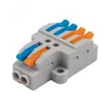 Клемма СМК 2х2 проходная разветвительная 2 полюса, с монтажной площадкой (1 ввод, 2 вывода на полюс), (5 шт./уп.), REXANT