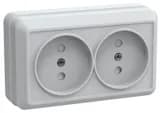 Розетка 2-м ОП Октава РСш22-2-ОБ 10А IP20 без заземл. защ. шторки бел. IEK ERO23-K01-10-DC