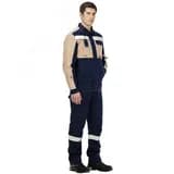 Костюм мужской Таль с полукомбинезоном, цвет темно-синий с бежевой отделкой, р. 104-108/170-176