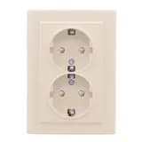 Розетка 2-мест. СП с/з 16А бежевый с защ. штор. Минск EKF