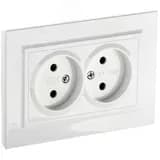 BRITE Розетка двойная без заземления без защитных шторок 10А в сборе РС12-2-БрБ белый
