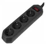 Удлинитель с сетевым фильтром 4х1.5м с заземл. 10А IP20 USF-M-4es-1.5m-B ПВС 3х0.75 термозащита с выкл. черн. Эра Б0019740